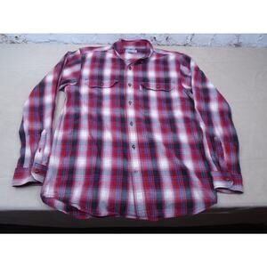 Carhartt Red Plaid Casual Button Up Long Sleeve Shirt Relaxed Fit Size Medium
